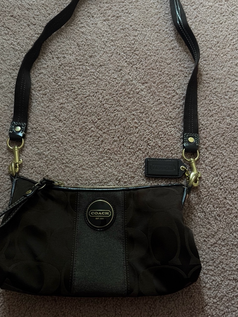 Coach Brown Signature Crossbody with Gold Hardware